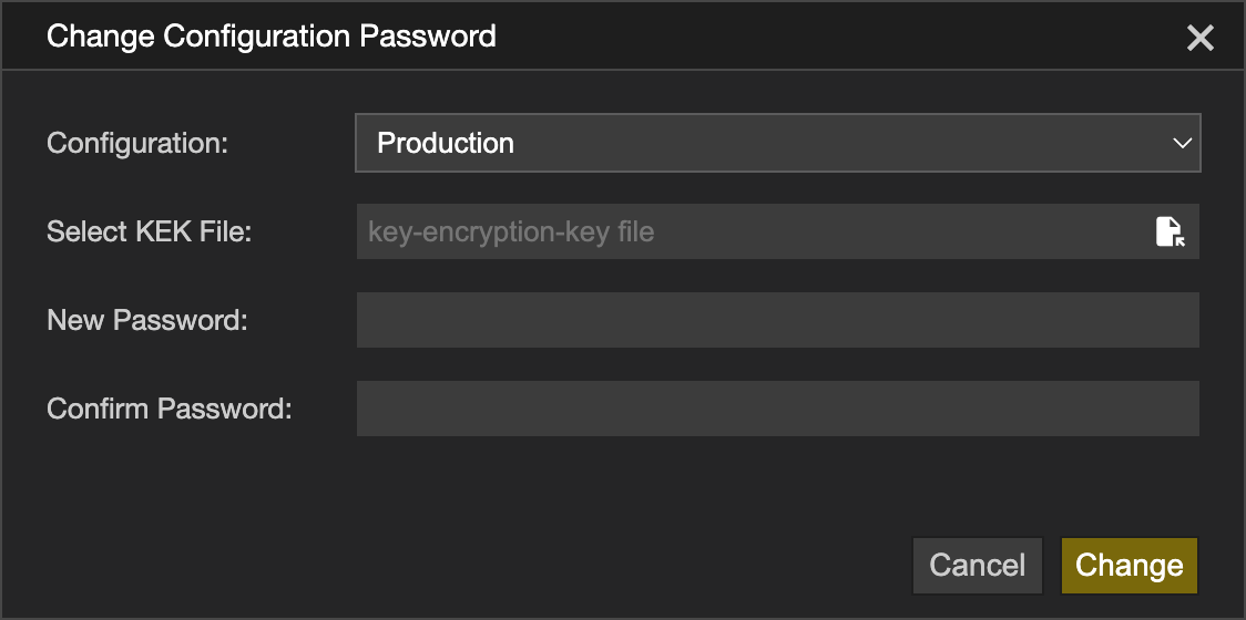 The change password form on the website