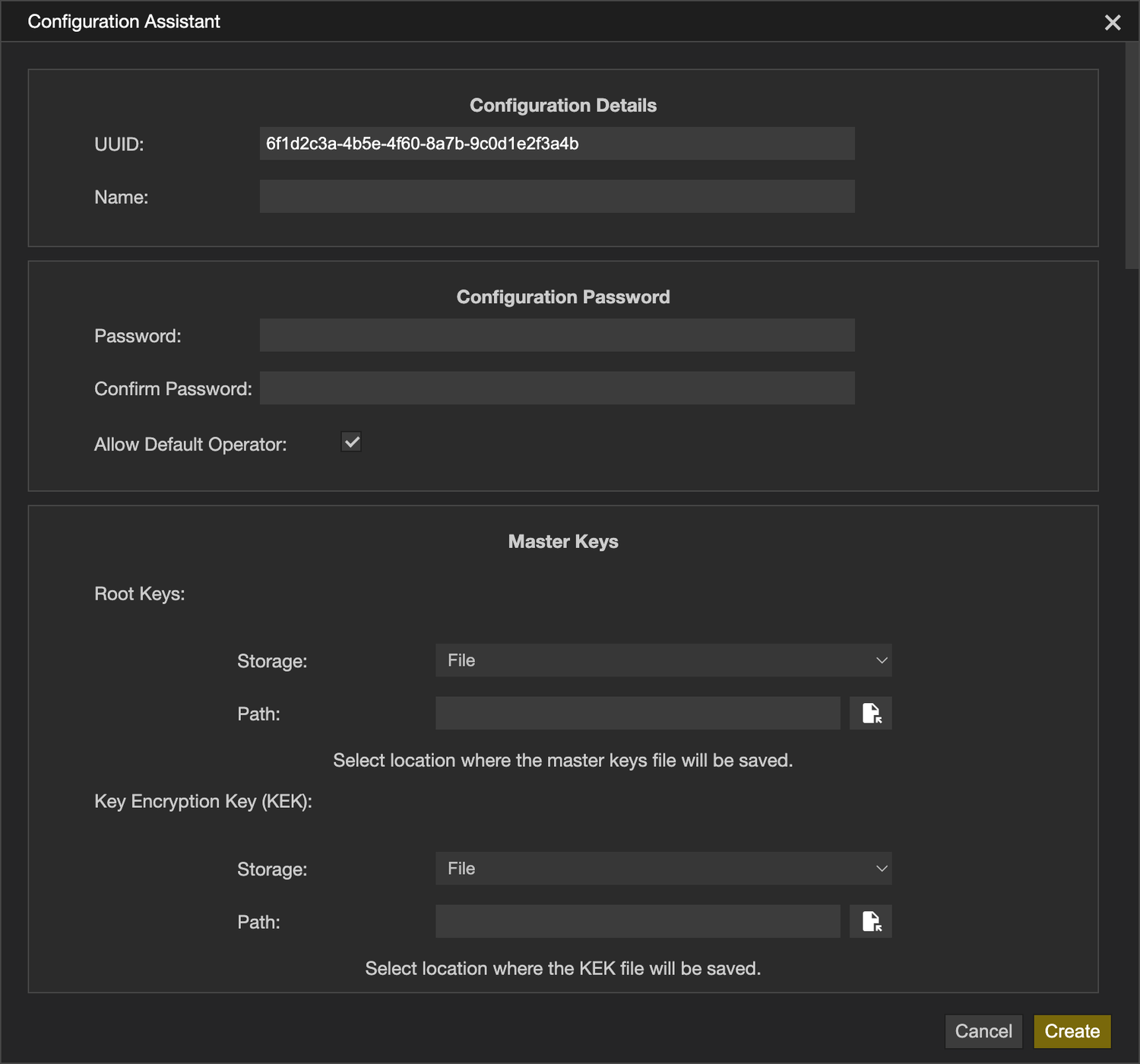 The Configuration Assistant dialog