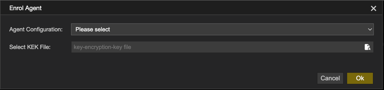 Selecting the device to enrol on the control