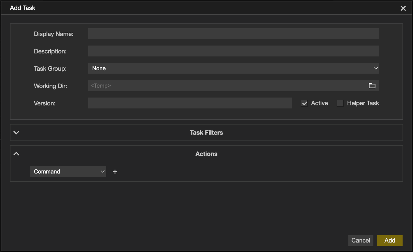The Add Task dialog